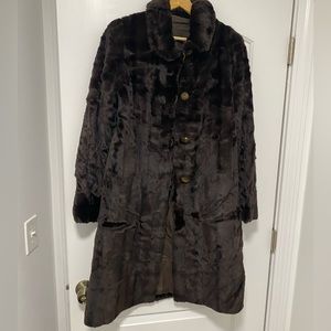 Woman genuine fur size 6color brown long pass knees with big gold& black buttons